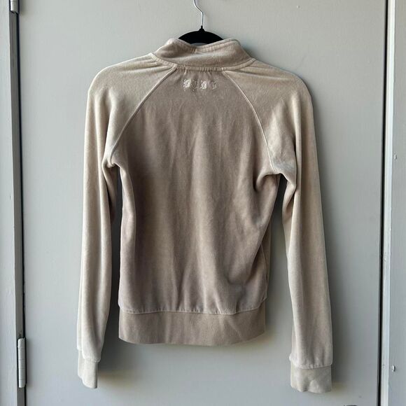 BCBG Y2K Mcbling Tan Velour Zip-up Jacket - Picture 5 of 5